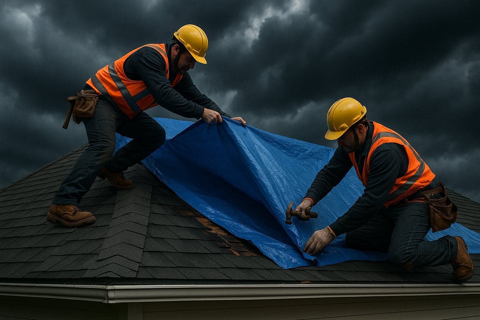 Emergency roof repair during storm