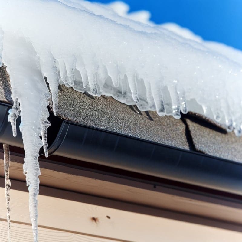 Ice dam formation on roof edge