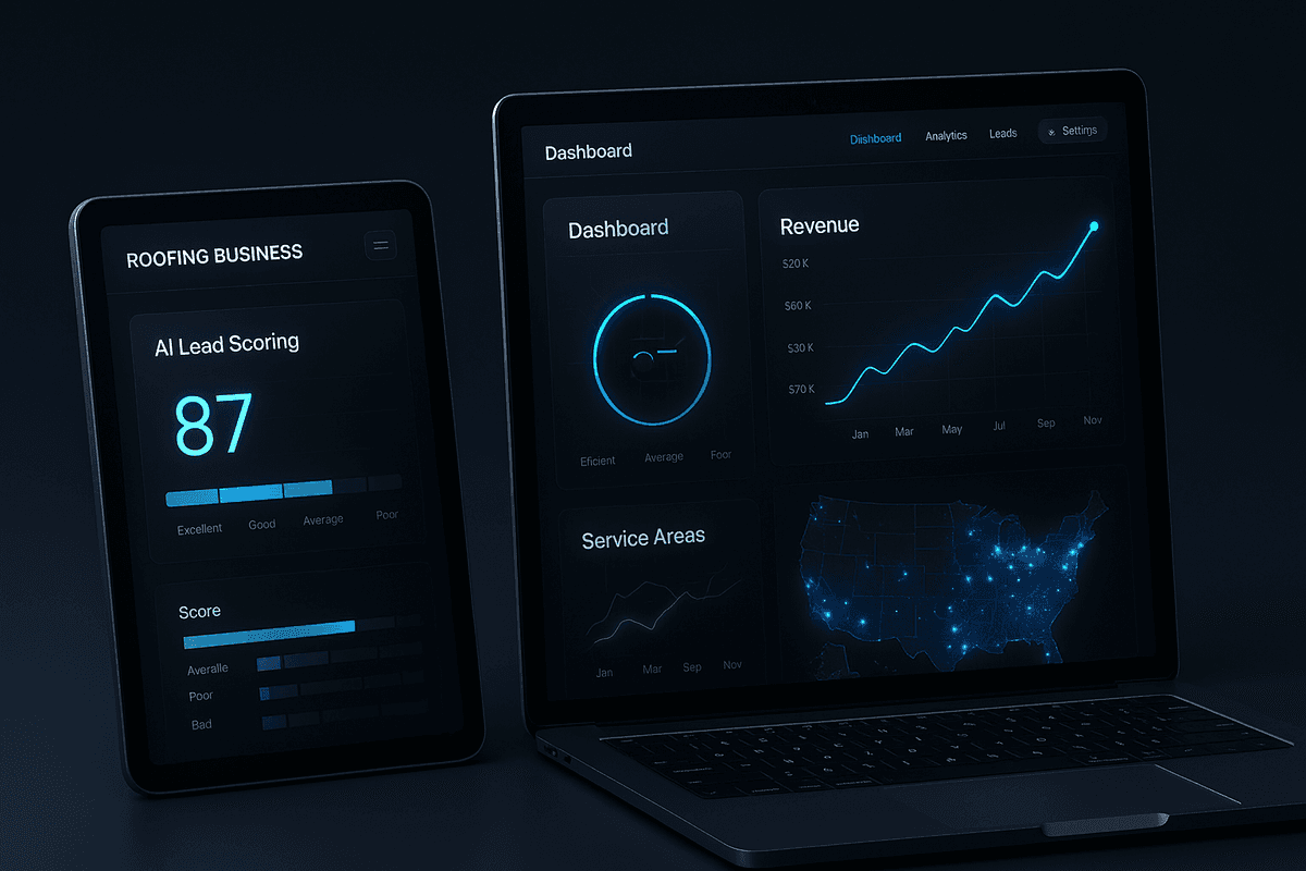 RoofVista contractor dashboard showing leads and analytics