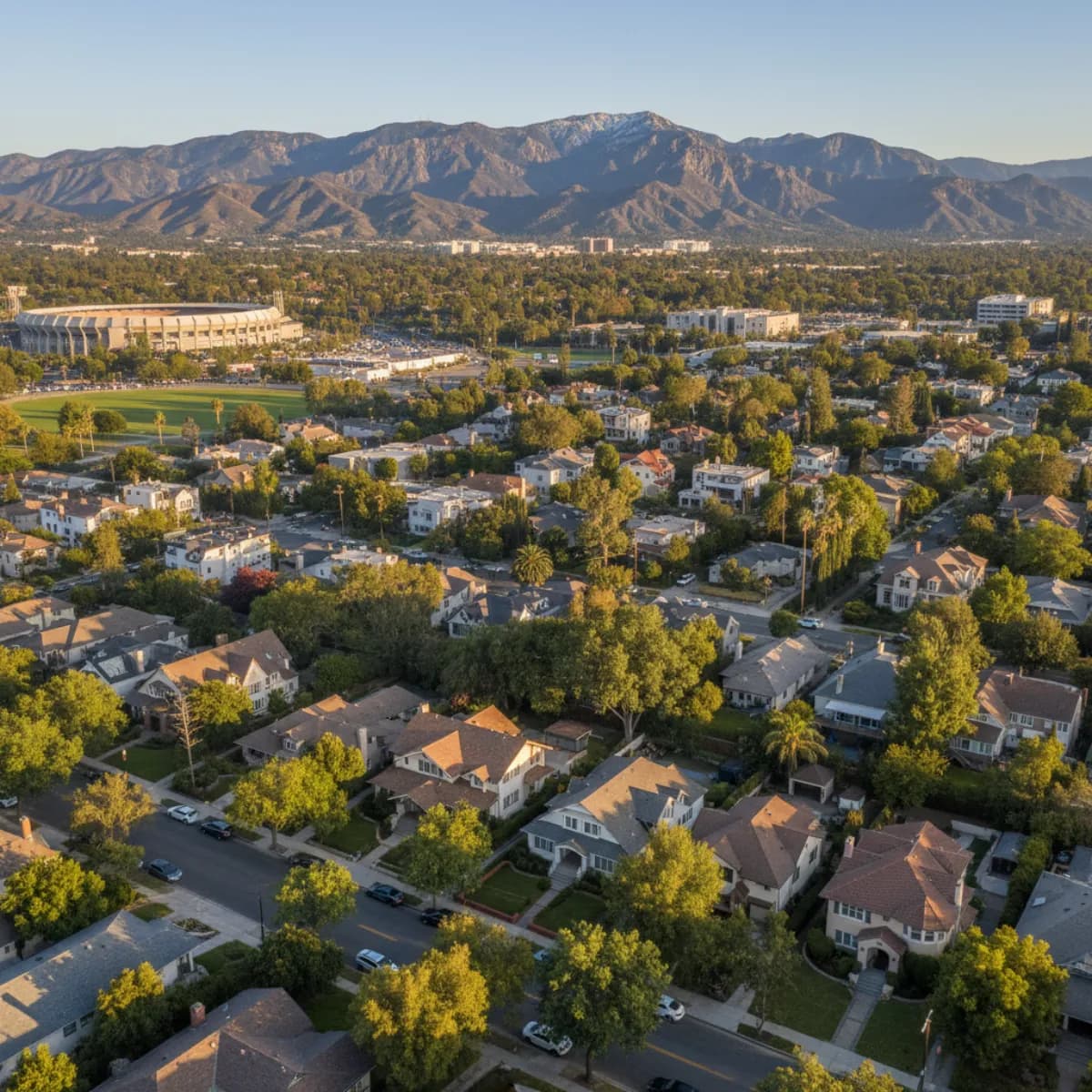 Pasadena CA residential roofing with San Gabriel Mountains